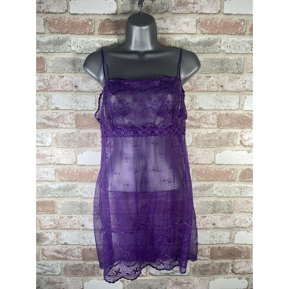 Victoria's Secret Sheer Lingerie Nightgown Mini Dress‎ Medium Purple